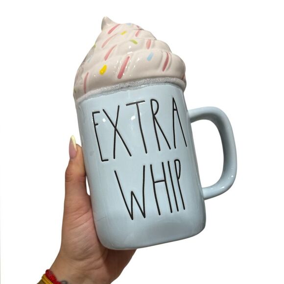 Rae Dunn Blue Mug with Whipped Cream Design NWT - Picture 3 of 4